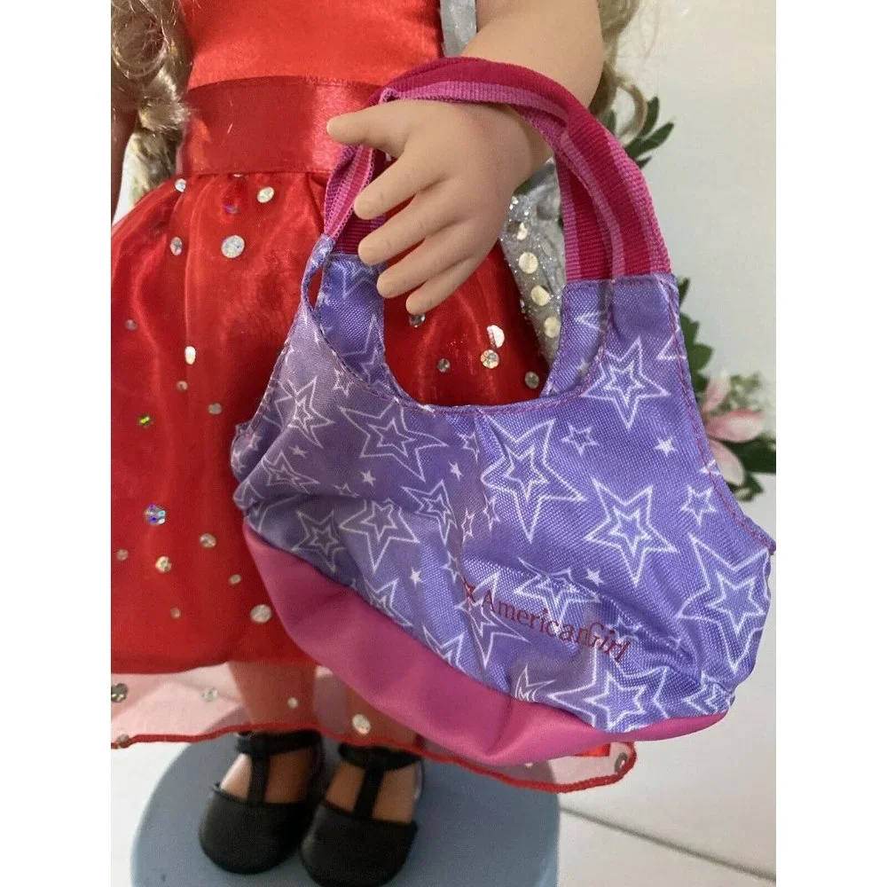 American Girl Battat OG Retired Purple Pink Stars Hand Bag for Dolls 16